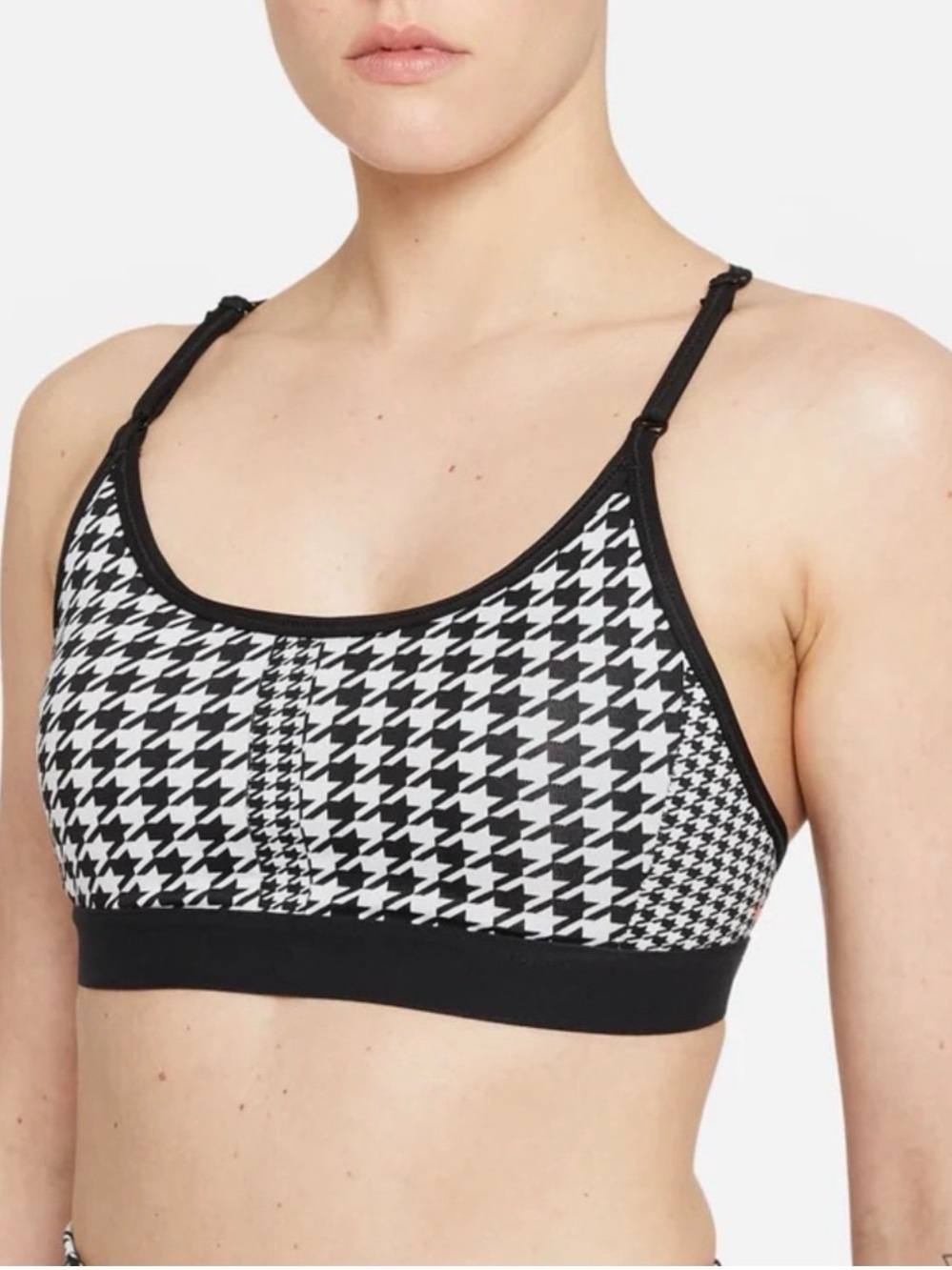 Nike Black & White Houndstooth Adjustable-Strap Sports Bra - Picture 5 of 5